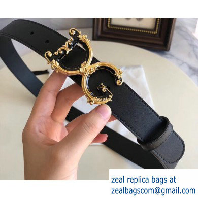 Dolce & Gabbana Width 3cm Belt Black 02 with Baroque DG Logo